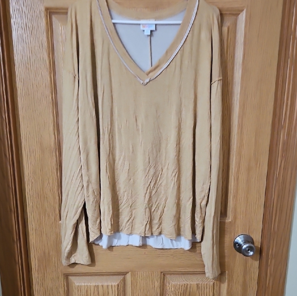 LuLaRoe Mustard Yellow Long Sleeve V-Neck Top